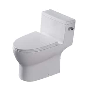 1-piece 1.1/1.6 GPF Dual Flush Elongated Toilet in White Seat Included