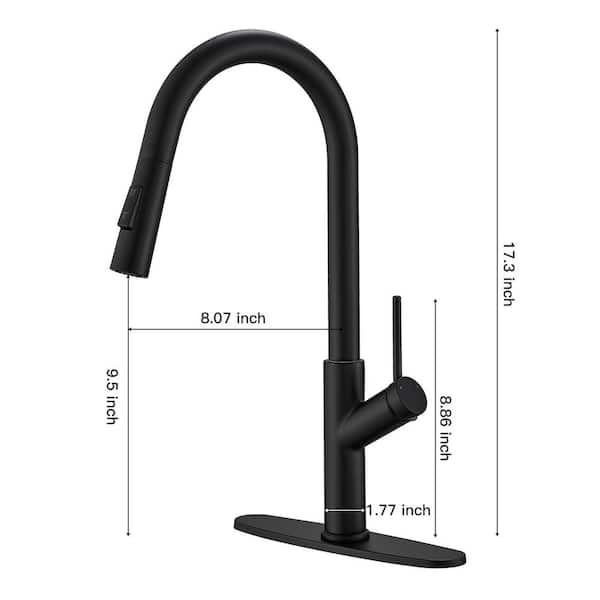 Single Handle Pull Down Sprayer Kitchen Faucet with Advanced Spray Modern Brass Kitchen Sink Faucets in Matte Black