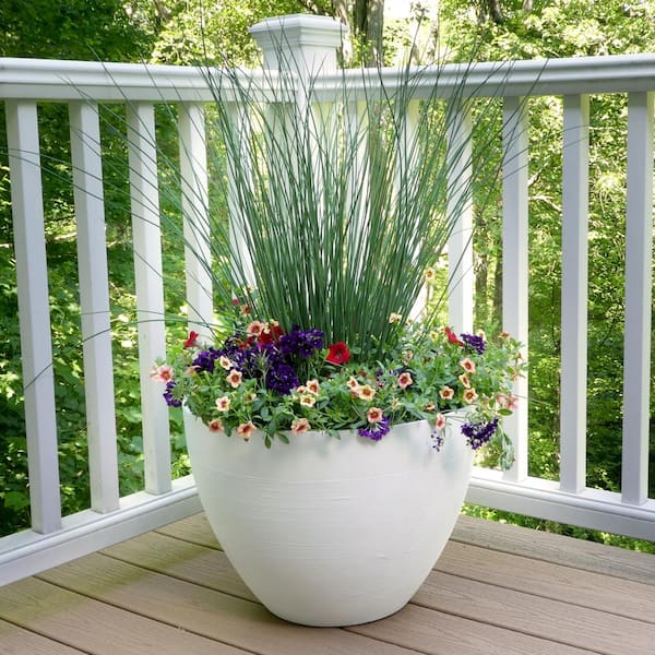 Decatur 22 in. Blanc de Blanc Resin Planter Pot