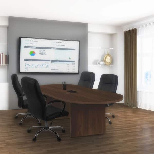 Legacy 71 in Neo Walnut Racetrack Conference Table Desk with Charging Port