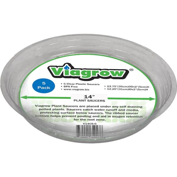 Viagrow 14 in. Clear Plastic Saucer (5-Pack)