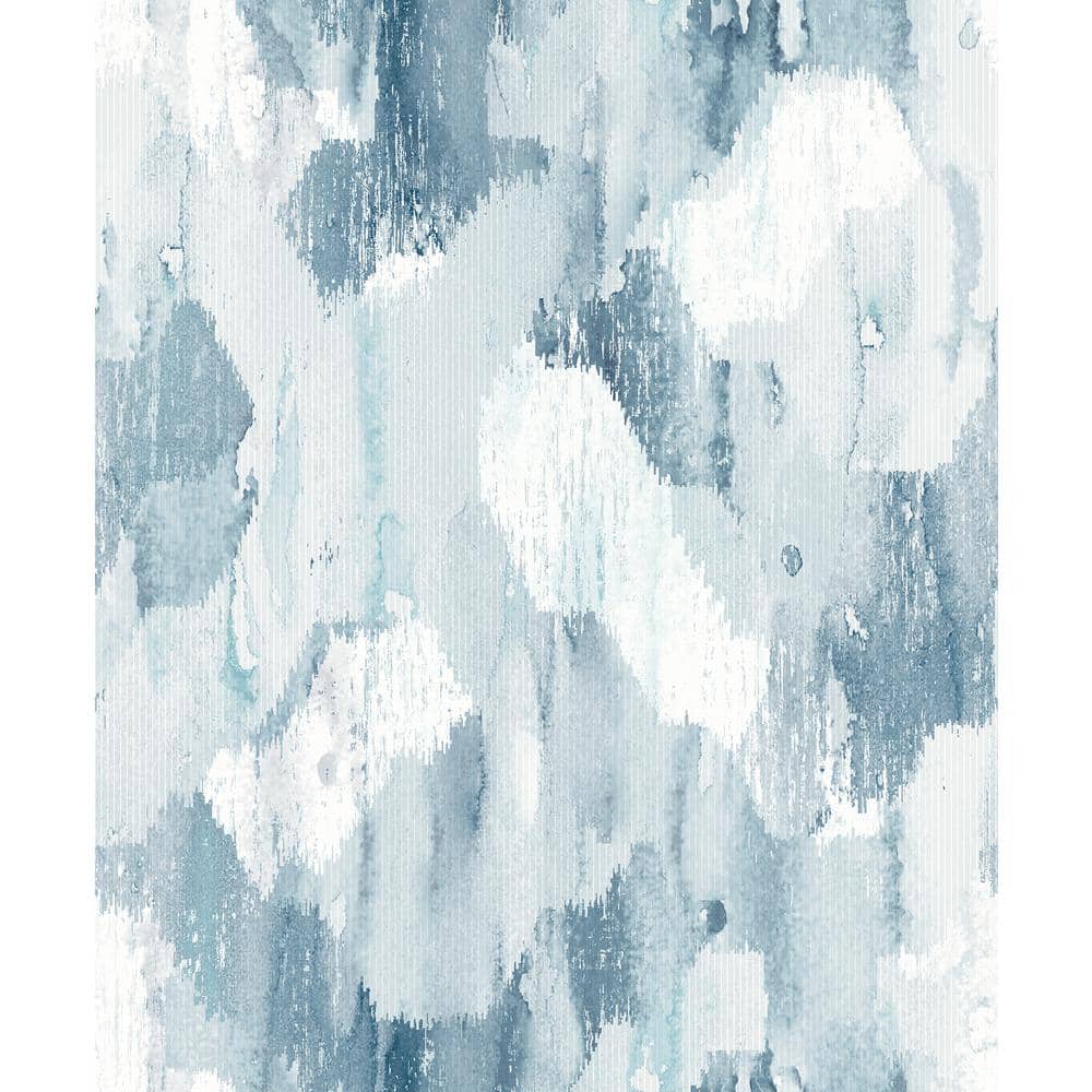 Mahi Blue and White Abstract 3D Non-Woven Wallpaper