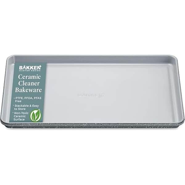 BakkenMaster Premium Non-Stick Ceramic Baking Sheet Pan Medium Size (15.5 in. x 10 in.) – Marble