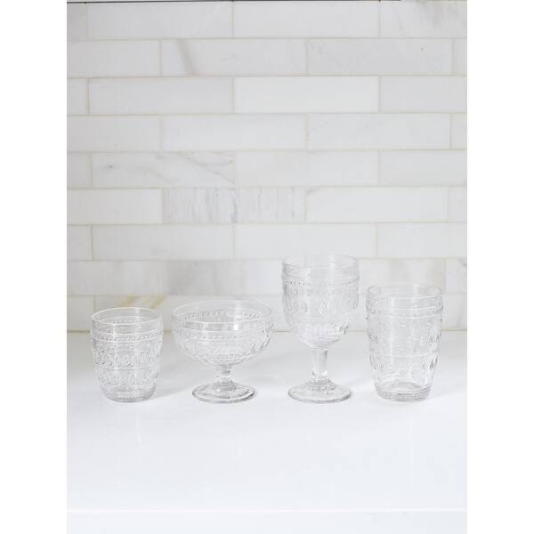 Euro Ceramica Fez Glassware Collection Highball Glasses Set of 4 14oz Clear