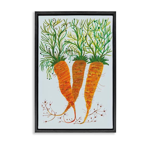 Whimsical Garden Carrots by Kay Widdowson Black Floater Frame Food Graphic Art Print 31 in. x 21 in.