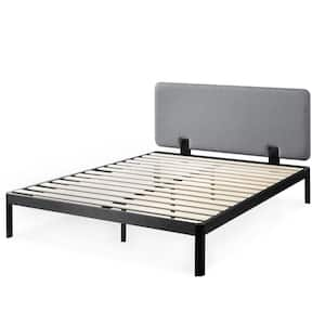 Kert Classic Metal Platform Bed with Fabric Headboard, Rounded Legs and Corners, Grey, Full