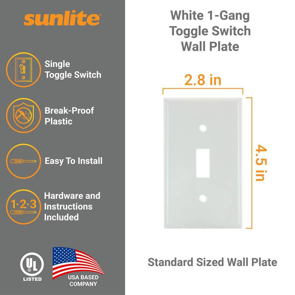 White Plastic 1-Gang Toggle Switch Plate, 12 Pack
