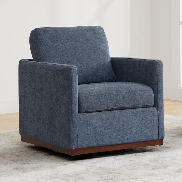 Kyle Blue Polyester Swivel Mid Century Accent Chairs Upholstered Arm Chair for Living Room or Bedroom