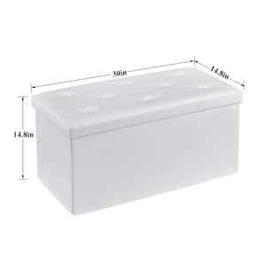 Storage Ottoman, Foot Rest Stool Footstool Ottoman, Small Square Cube Chest for Living Room/Dorm/Entryway 30 In. White