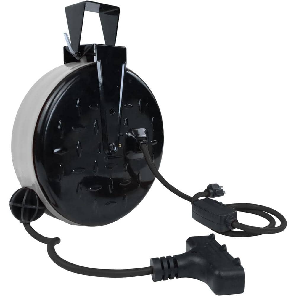 30 ft. 16/3 10 Amp Retractable Extension Cord Reel with 3 Grounded Outlet SJTW UL Listed in Gray price history on PriceWatchPro