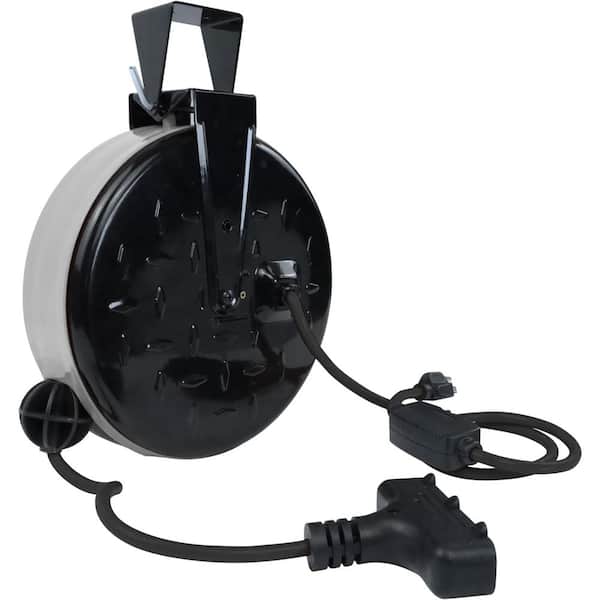 30 ft. 16/3 10 Amp Retractable Extension Cord Reel with 3 Grounded Outlet SJTW UL Listed in Gray