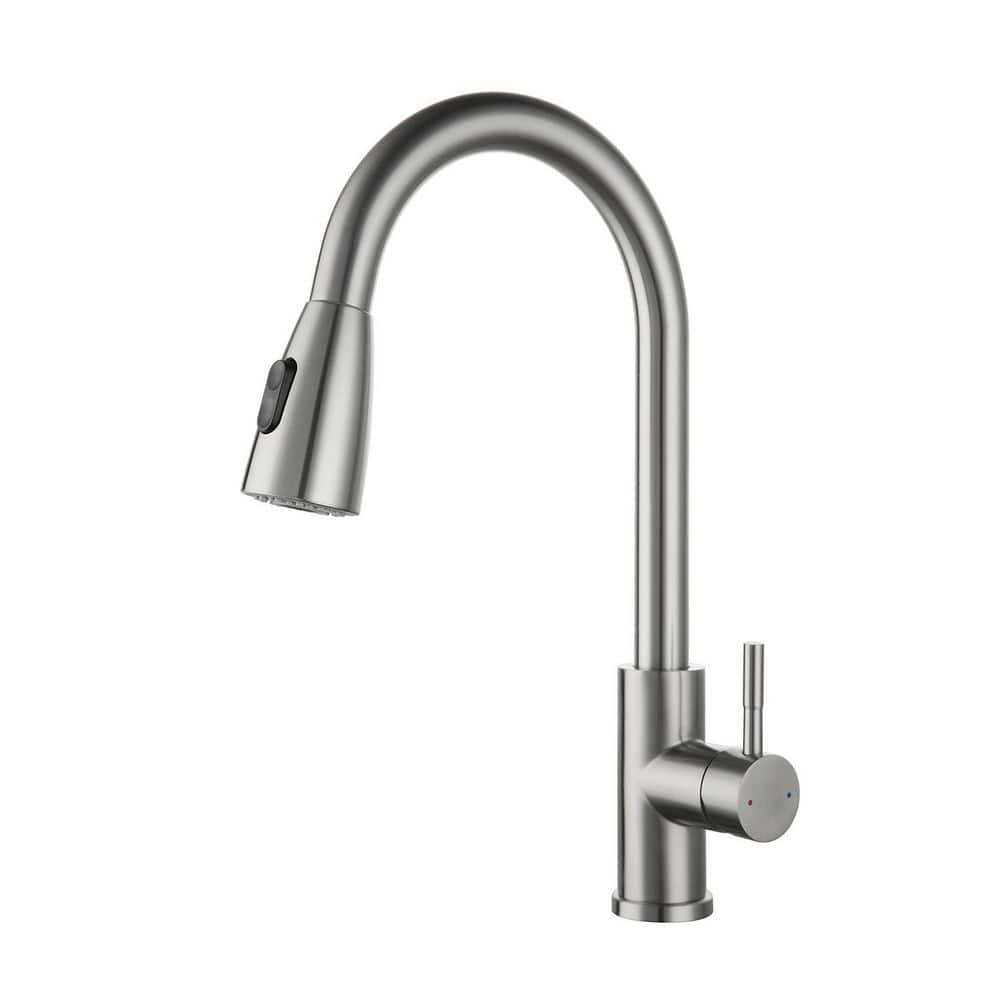 15.67 in. Stainless Steel Single Handle 360 ° Spout Swive Pull Down Sprayer Kitchen Faucet in Brushed Nickel price history on PriceWatchPro