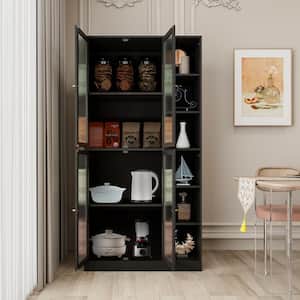 71 in. Tall Kitchen Storage Pantry Freestanding Cabinet with Adjustable Shelves for Kitchen Dining Living Room, Black