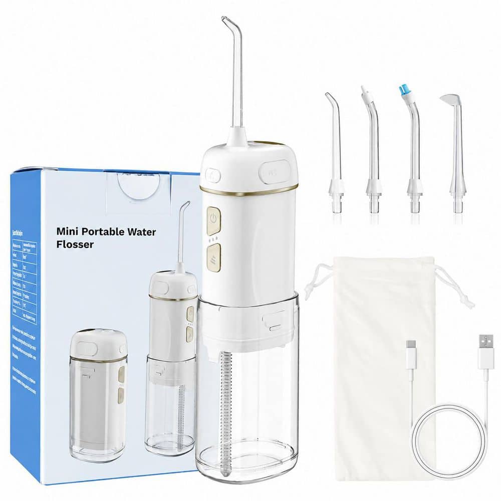 Portable Cordless Water Flosser Mini Oral Irrigator with 3 Modes, Foldable, USB-C Charging