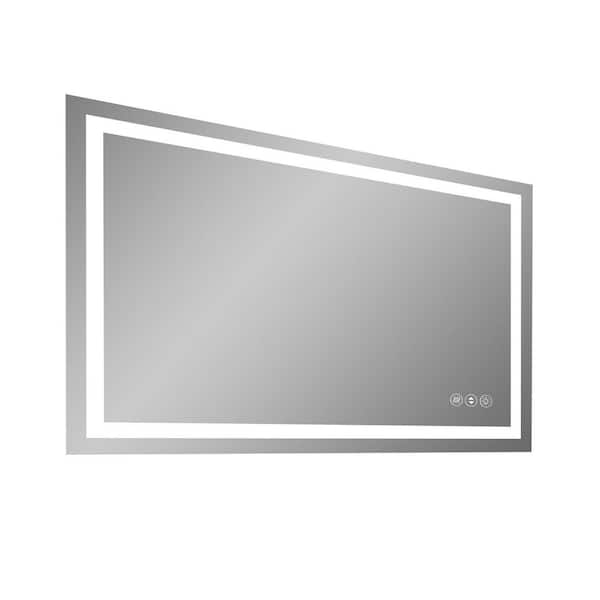 Unbranded 48 in. W x 30 in. H LED Front Light 3 Color Rectangular Aluminum Frameless Wall Bathroom Vanity Mirror in Clear