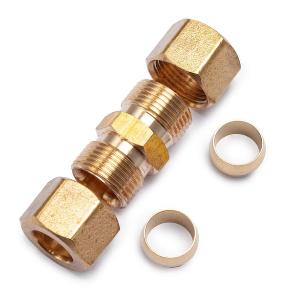 Anderson Metals 50062 Brass Compression Tube Fitting, Union, 3/8