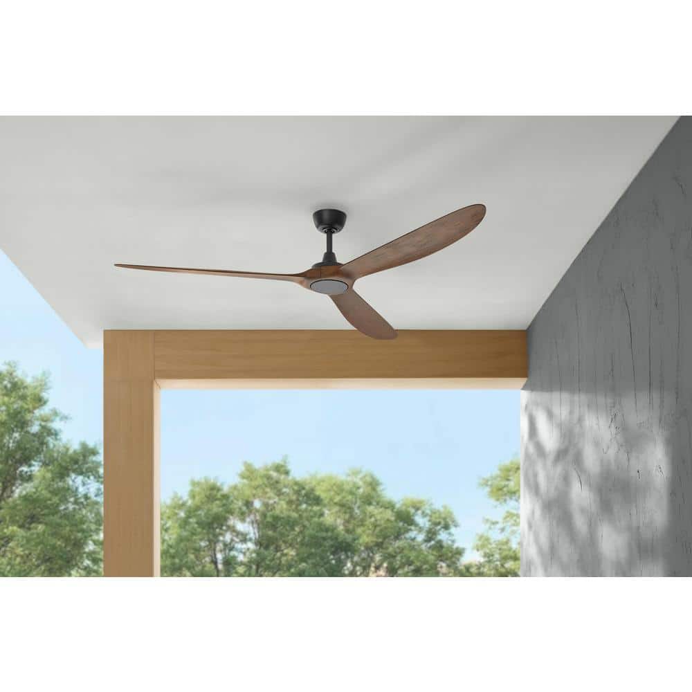 Tager 72" Matte Black and Whiskey Barrel Smart Ceiling Fan with Remote