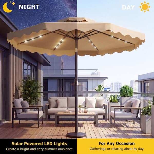 double vented patio umbrella solar lights Amazon.com : Outsunny 14.8ft Double Umbrella, Large Outdoor Patio Sun Shade  with LED Solar Light for Garden, Navy Blue : Patio, Lawn & Garden