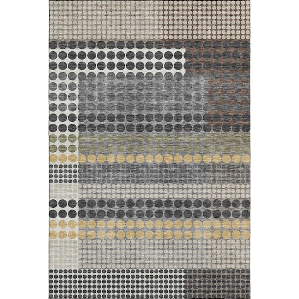 Mayfield Premium Machine Washable Abstract AMF2445 Black 8 ft. x 10 ft. Area Rug