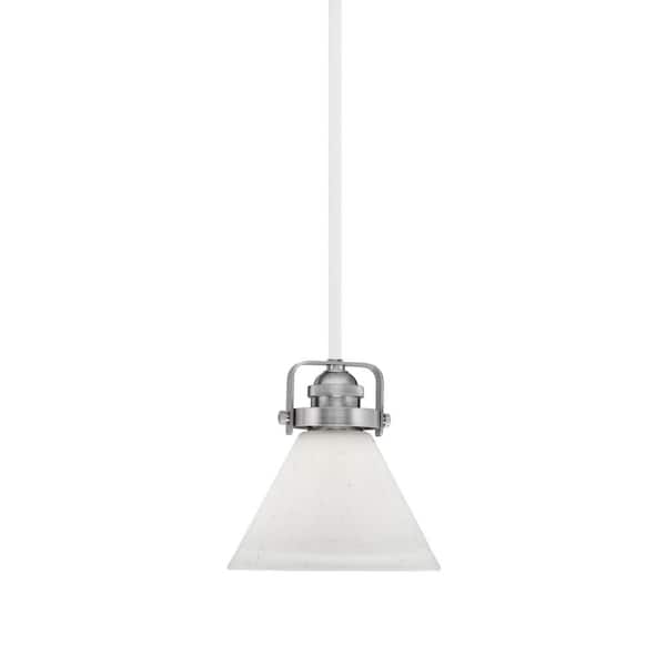 Unbranded Decatur 60-Watt 1-Light White & Nickel Light mini Pendant with 7 in. White Muslin Glass Shade, no bulb included