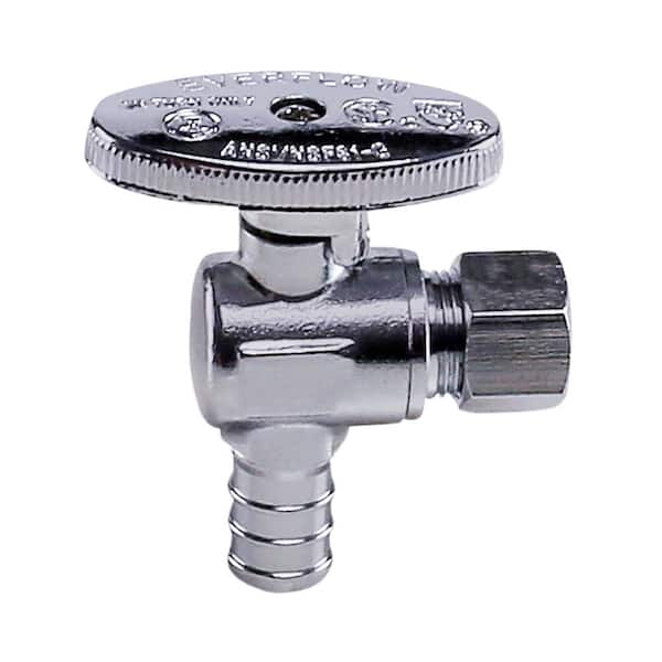 PLUMBFLEX 1/2 in. PEX Inlet x 3/8 in. O.D. Compression Outlet Quarter Turn Angle Stop Valve