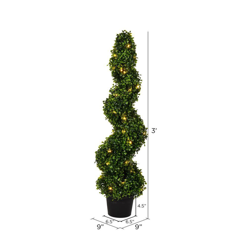 Elegant Outdoor Boxwood Spiral Topiary with Warm White LED Lights