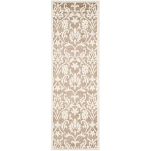 Amherst Wheat/Beige 2 ft. x 11 ft. Border Floral Runner Rug