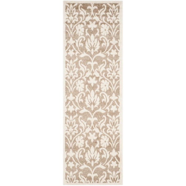 Amherst Wheat/Beige 2 ft. x 9 ft. Border Floral Runner Rug