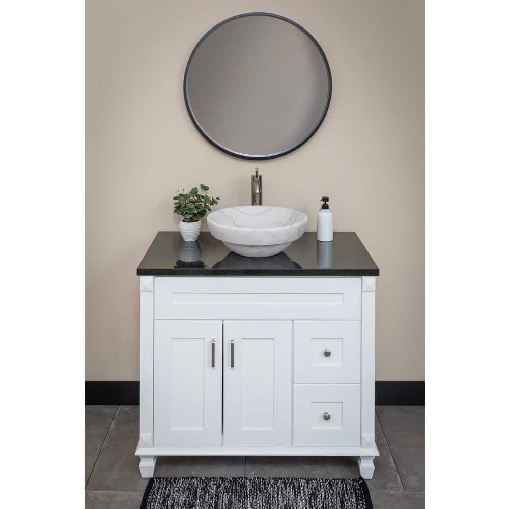 Echo 17'' Honed White Marble Circular Bathroom Sink