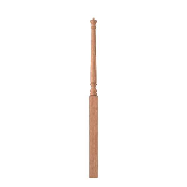 3 in. D x 3 in. W x 58 in. H  Unfinished Red Oak Wood Landing Pin Top Newel