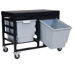 StorBenchSeat With Cushioned Seat and 2 Storsystem Trays and Bins-Gray