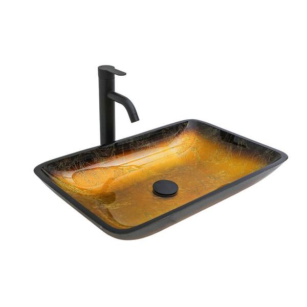 22.25 in. Rectangle Amber Gold Gradient Bathroom Tempered Glass