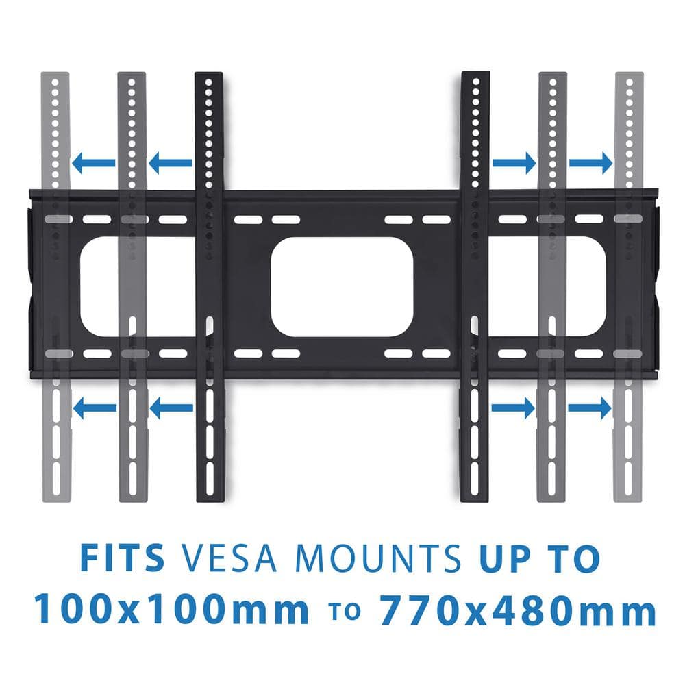 Black Steel Low-Profile TV Wall Mount for 32-60 inch Screens