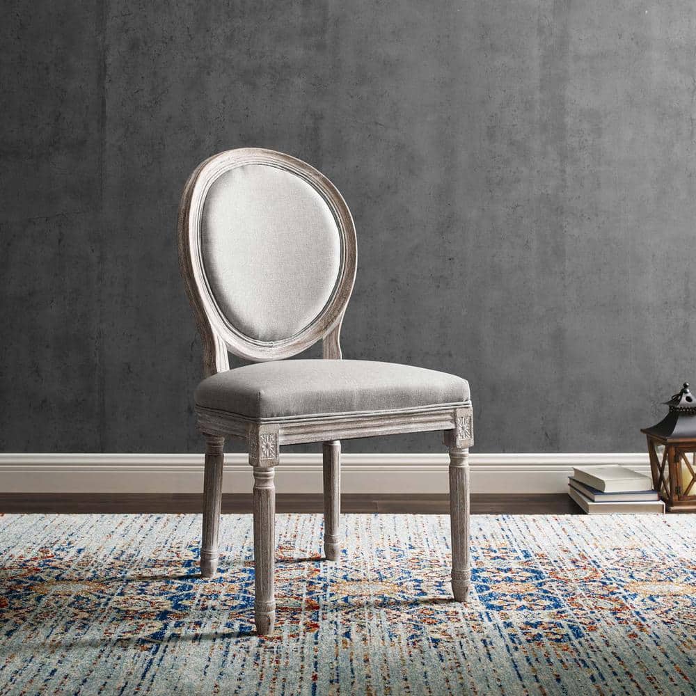 Emanate Fluted Wood Frame Light Gray Upholstered Side Chair