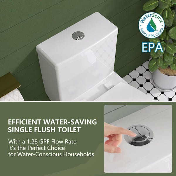 Zeafive Toa 1-Piece Dual Flush Elongated Toilet in White, 1.1/1.6