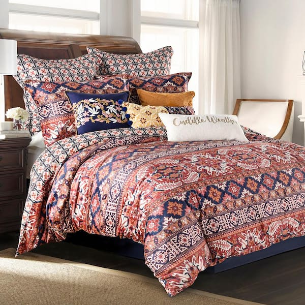 LEVTEX HOME Madera 3-Piece Multi-Color Global Microfiber Full/Queen Duvet Cover Set