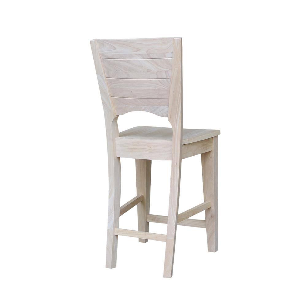 Rustic Farmhouse 24" Solid Wood Counter-Height Stool, Natural Finish