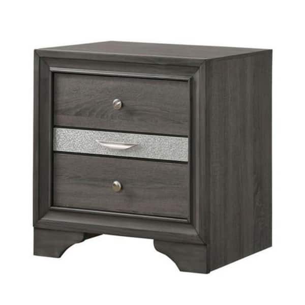 Benjara 16.5 in. Brown 2-Drawer Wooden Nightstand