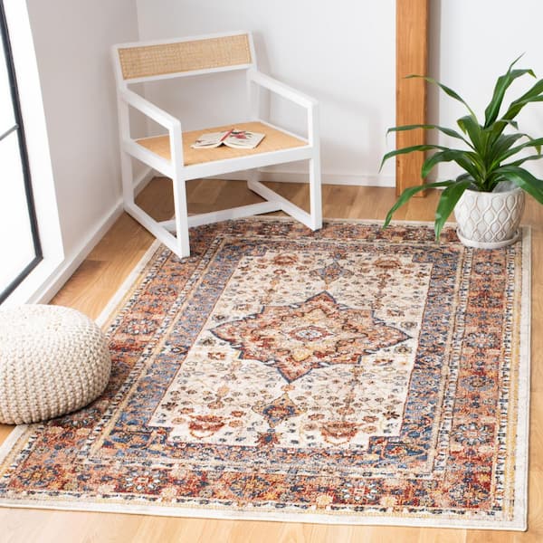Bijar 7 x 9 Ivory/Rust Medallion Area Rug