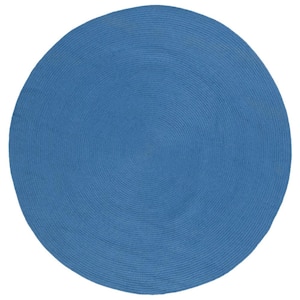 Braided Blue 7 ft. x 7 ft. Abstract Round Area Rug