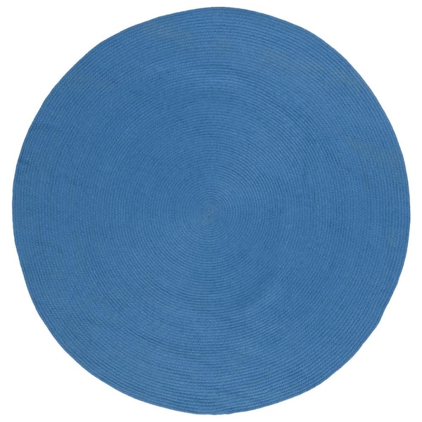 SAFAVIEH Braided Blue 7 ft. x 7 ft. Abstract Round Area Rug