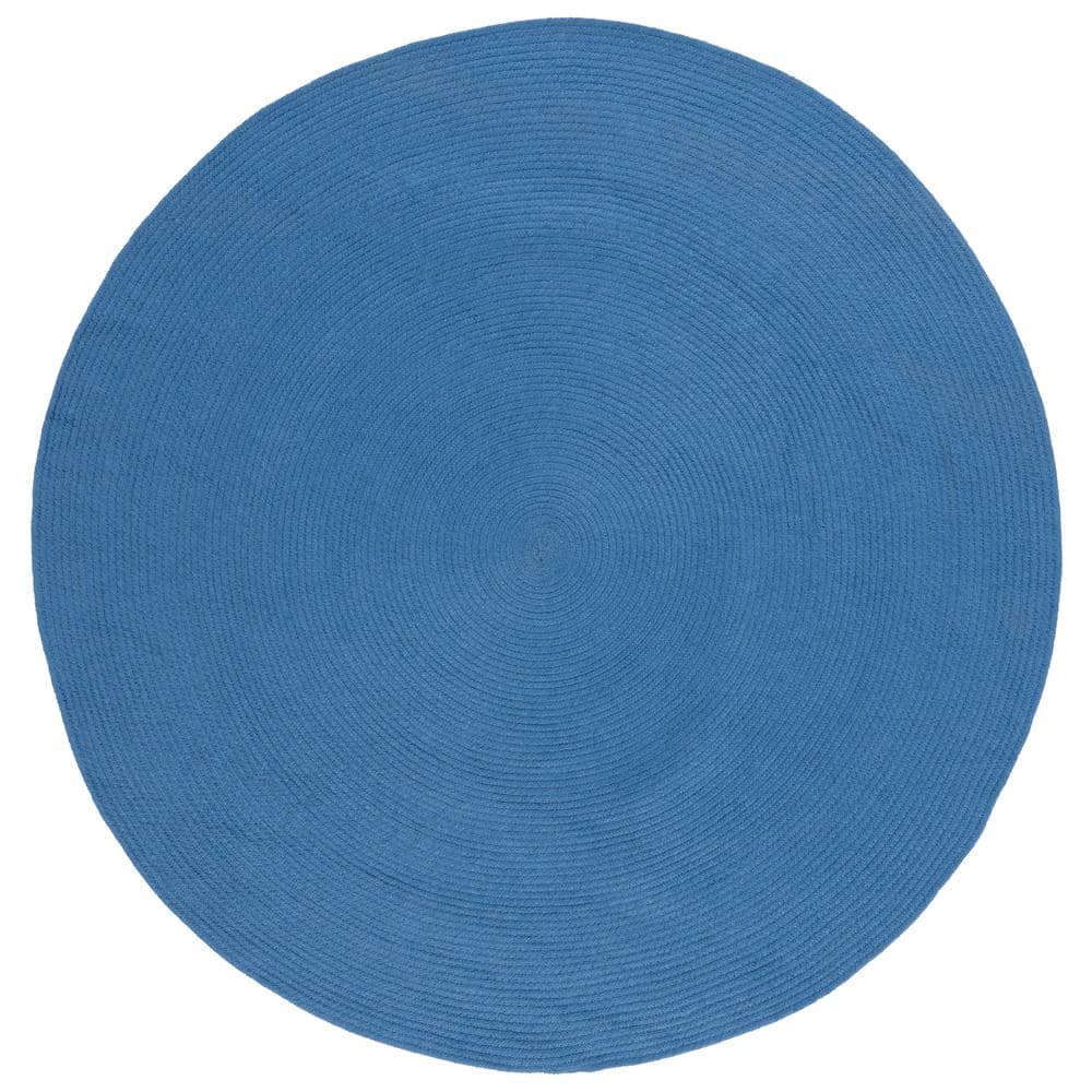 Easy-Care Coastal Charm 5' Round Blue Synthetic Braided Rug