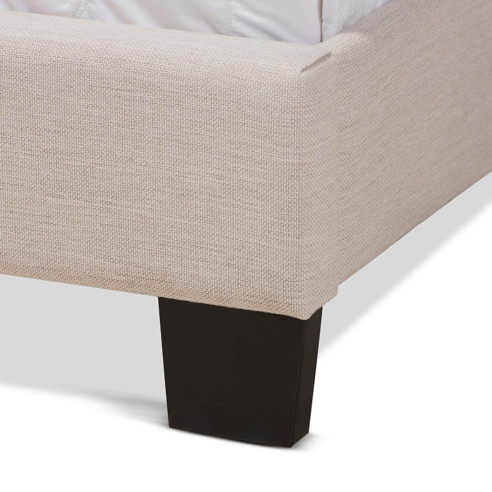 Beige Upholstered Full Bed with Tufted Headboard