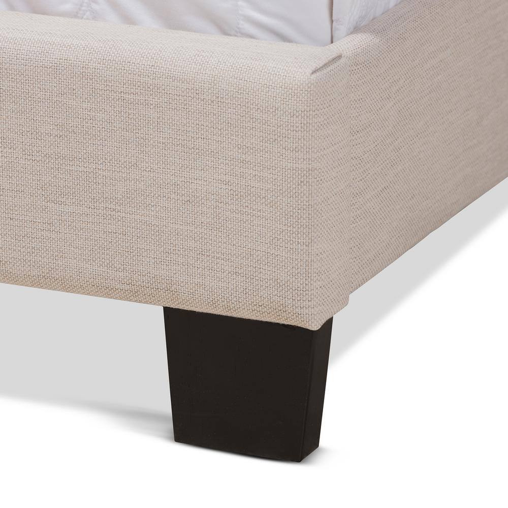 Lisette Beige Upholstered Queen Bed with Tufted Headboard