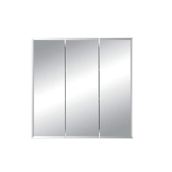 Jensen Horizon 24 In X 24 In X 5 In Frameless Recessed Bathroom Medicine Cabinet With Beveled Mirror In White 255024x The Home Depot