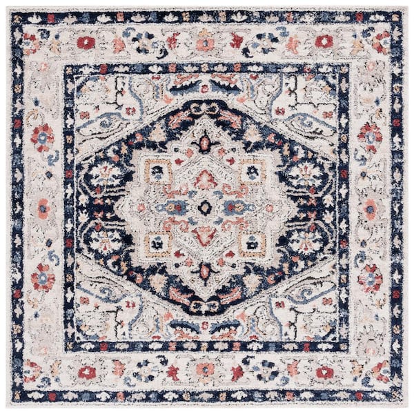 SAFAVIEH Luna Beige 7 ft. x 7 ft. Border Ornate Square Area Rug