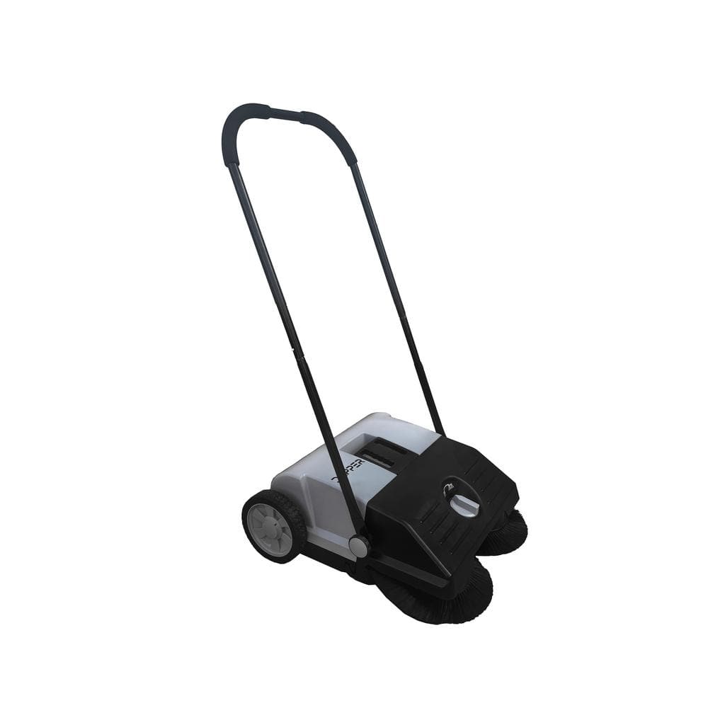 Commercial Walk-Behind Outdoor Hand Push Sweeper - 6.5 Gal. Capacity and 22