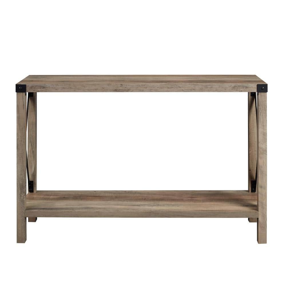 Buy Industrial 46 in. Gray Wash Standard Rectangle Wood Console Table ...