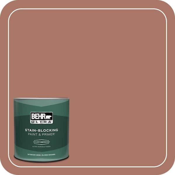 BEHR ULTRA 1 qt. #210F-6 Chutney Brown Extra Durable Semi-Gloss Enamel Interior Paint & Primer