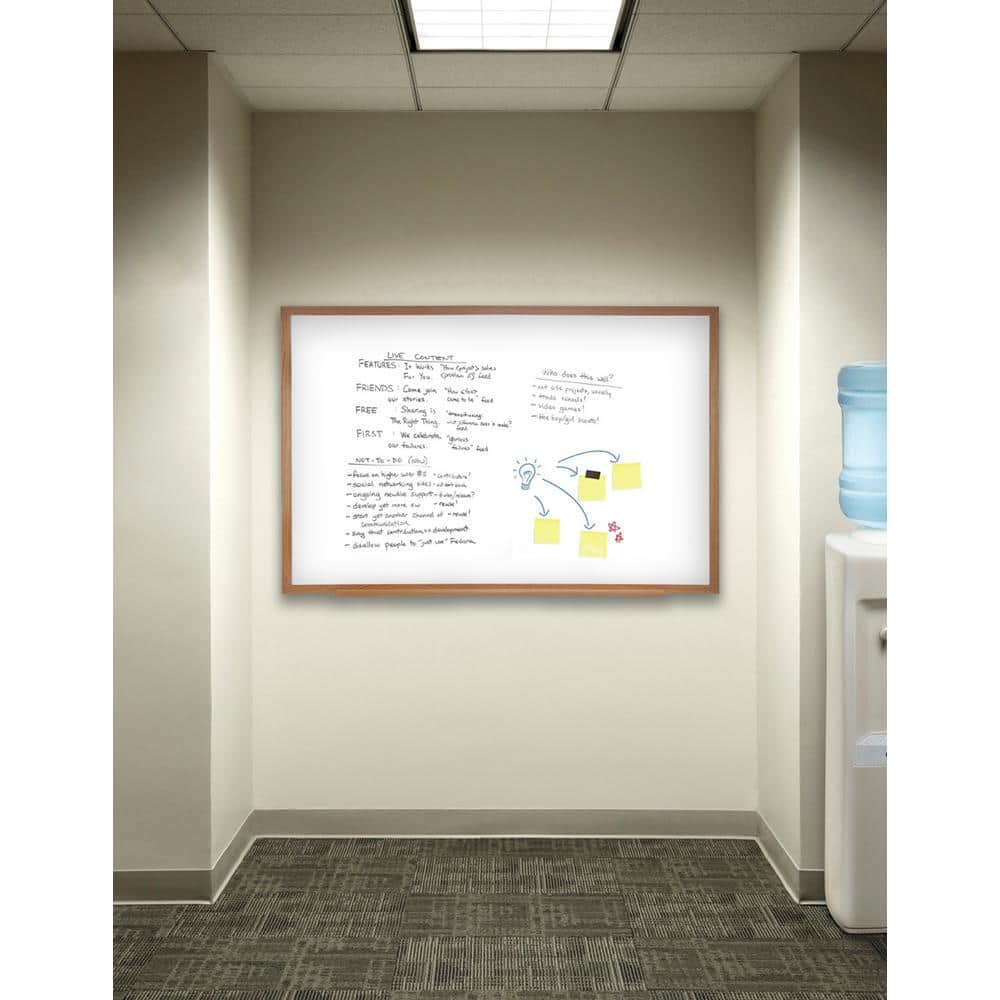 Large Natural Oak Framed Non-Magnetic Whiteboard 48" x 36"
